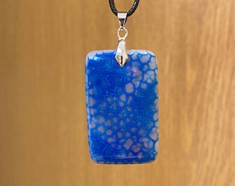 Blue Dragon Veins Agate Pendant Necklace