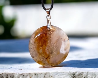 Natural Scenic Dendritic Agate Pendant Necklace