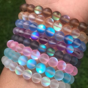 8mm Mermaid Aura Glass Bracelets