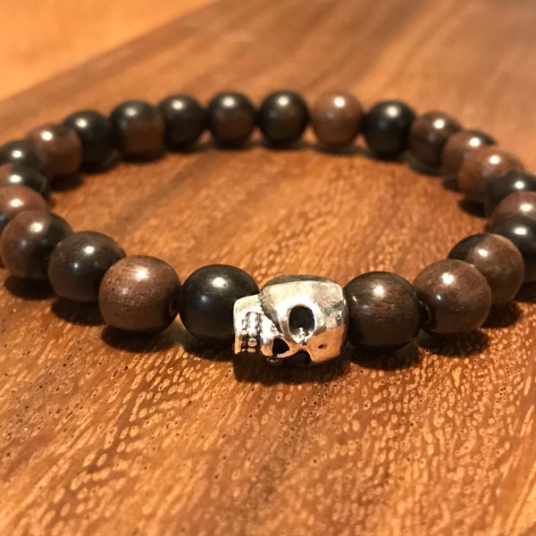 Mens Black/Brown Ebony Wood Bracelet