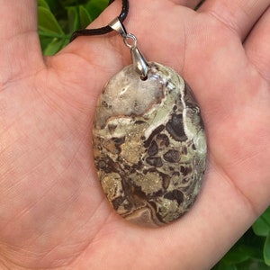 Natural Multi Colored Blossom Agate Pendant Necklace