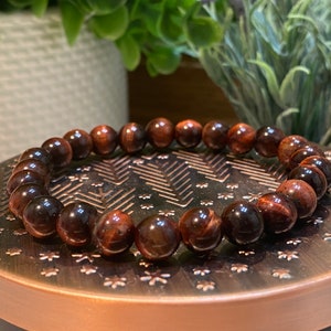 Mens Red Tigers Eye Bracelet