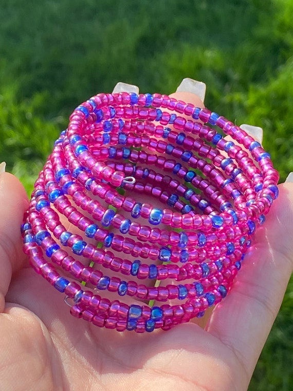 Rainbow Memory Wire Bracelet - Running With Sisters