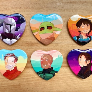 The Mandalorian Heart Abzeichen | Din Djarin, Grogu, Cara Dune, Boba Fett, Fennek Shand & Cobb Vanth