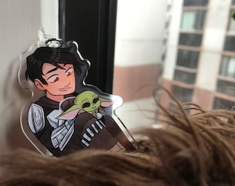 Din Djarin and Baby Grogu | The Mandalorian Acrylic Keychain Charm