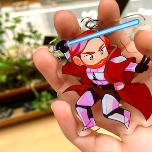 Star Wars Acrylic Keychain Charm - Clone Wars Obi-Wan Kenobi Soresu Stance