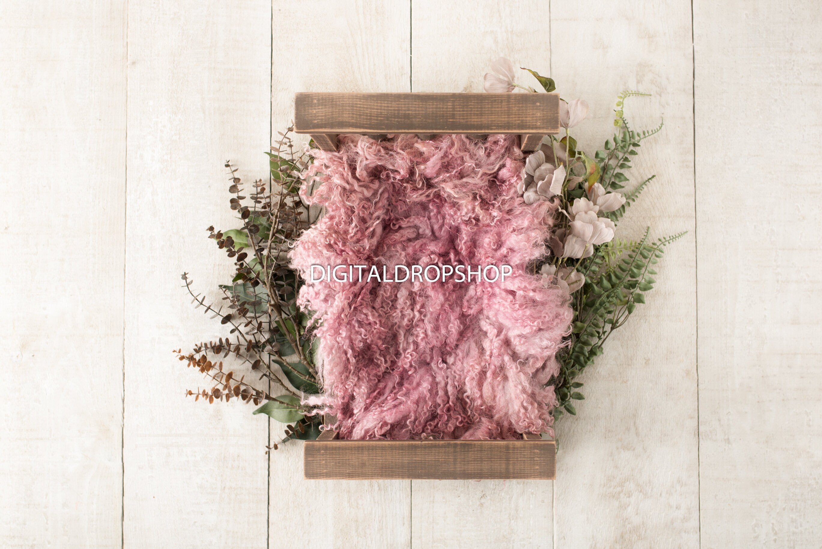 Newborn girl digital backdrop pink flowers bed floral background