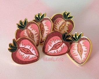 Berry Pink Future Enamel Pin / Fruity Anatomy / Strawberry Vagina