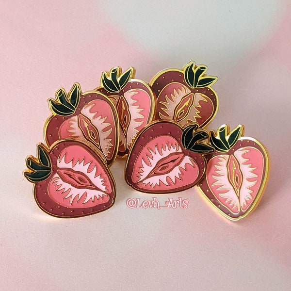 Berry Pink Future Enamel Pin / Fruity Anatomy / Strawberry Vagina