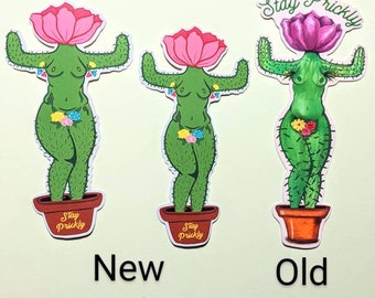 Stay Prickly Cactus Woman Die Cut Feminist Body Positivity Sticker