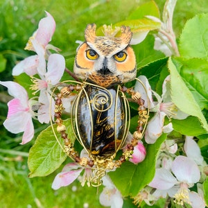 &quot;Peaceful Guardian&quot; talisman in iron eye, fairy pendant, natural stone