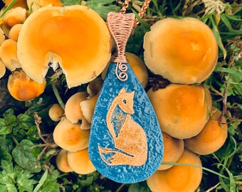 Handmade Enameled Copper Fox Pendant