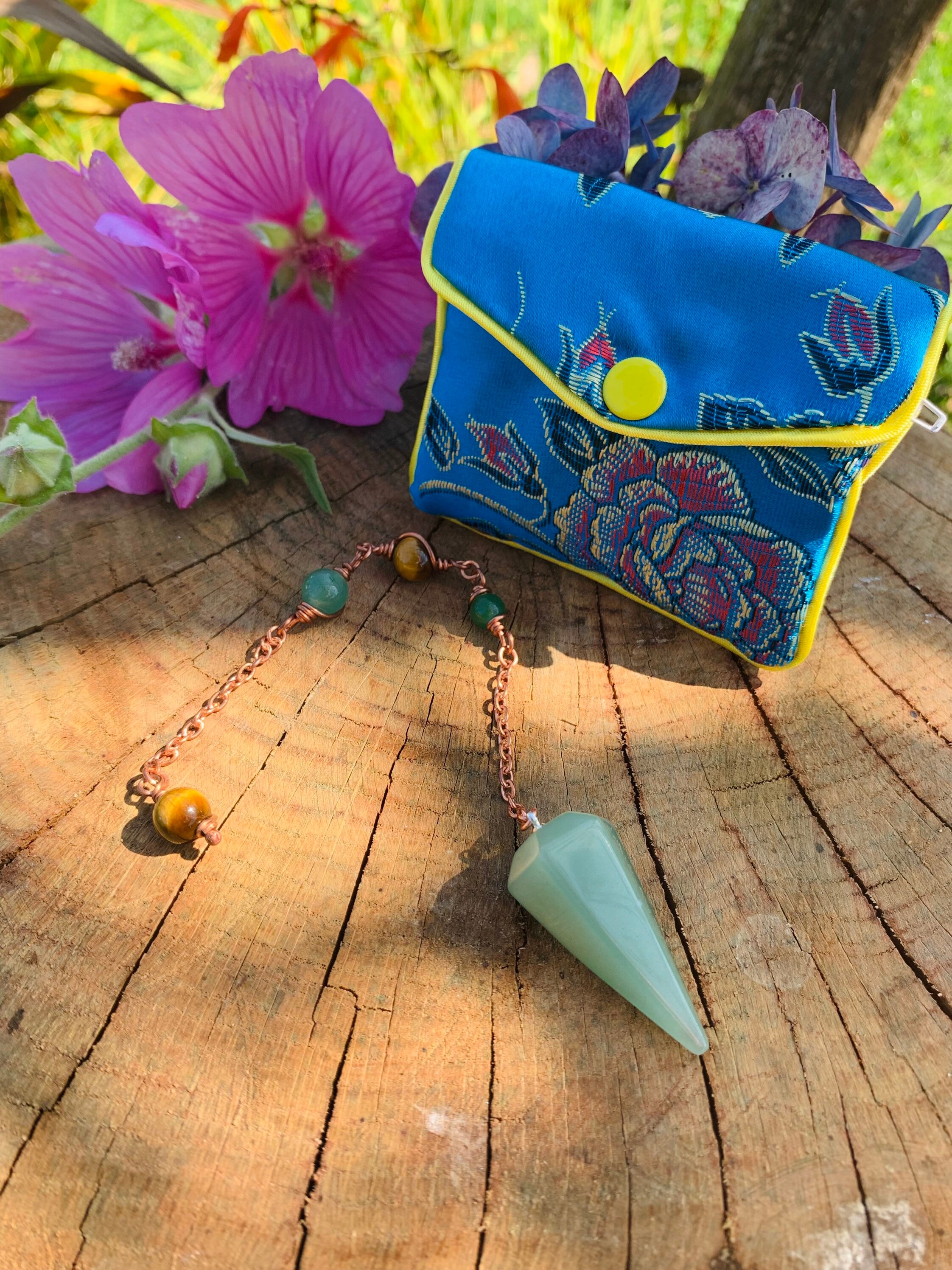 Pendule de Divination en Aventurine, Fait Main, Radiesthésie, Guidance