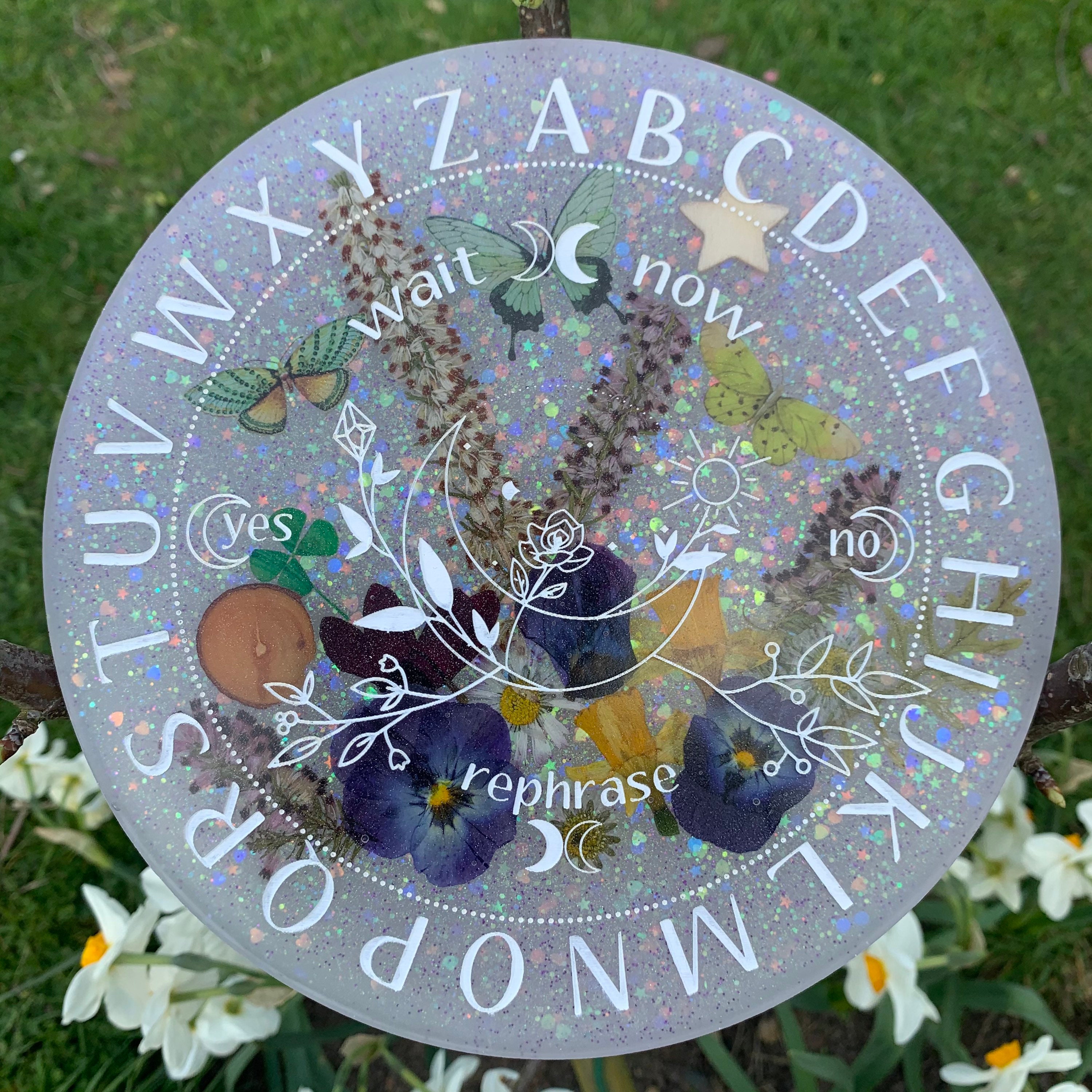 Planche de Divination, Radiesthésie Phosphorescente Violette, Fait Main, Unique