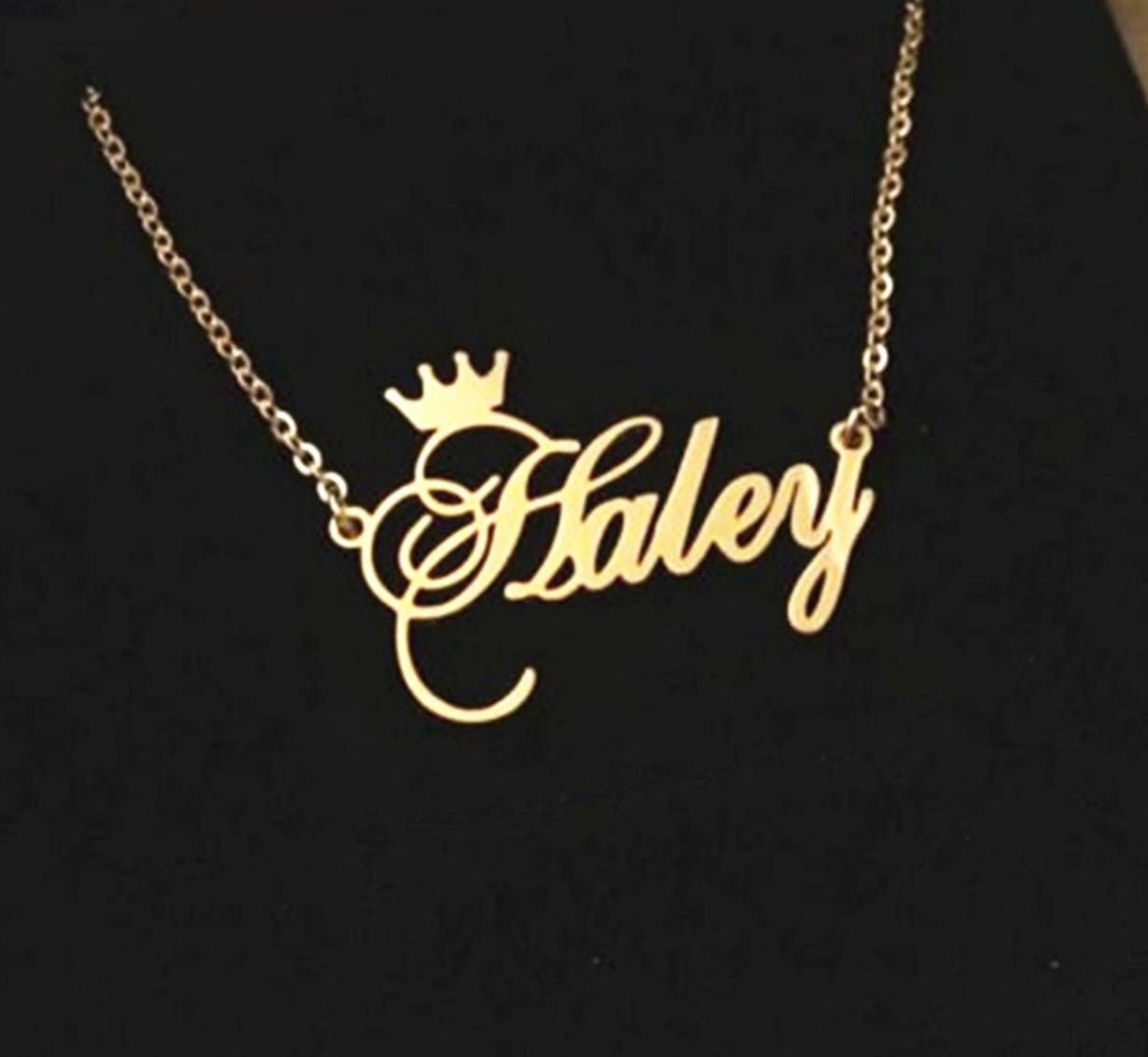 Name Necklace with Crown crown necklace name necklace name Etsy