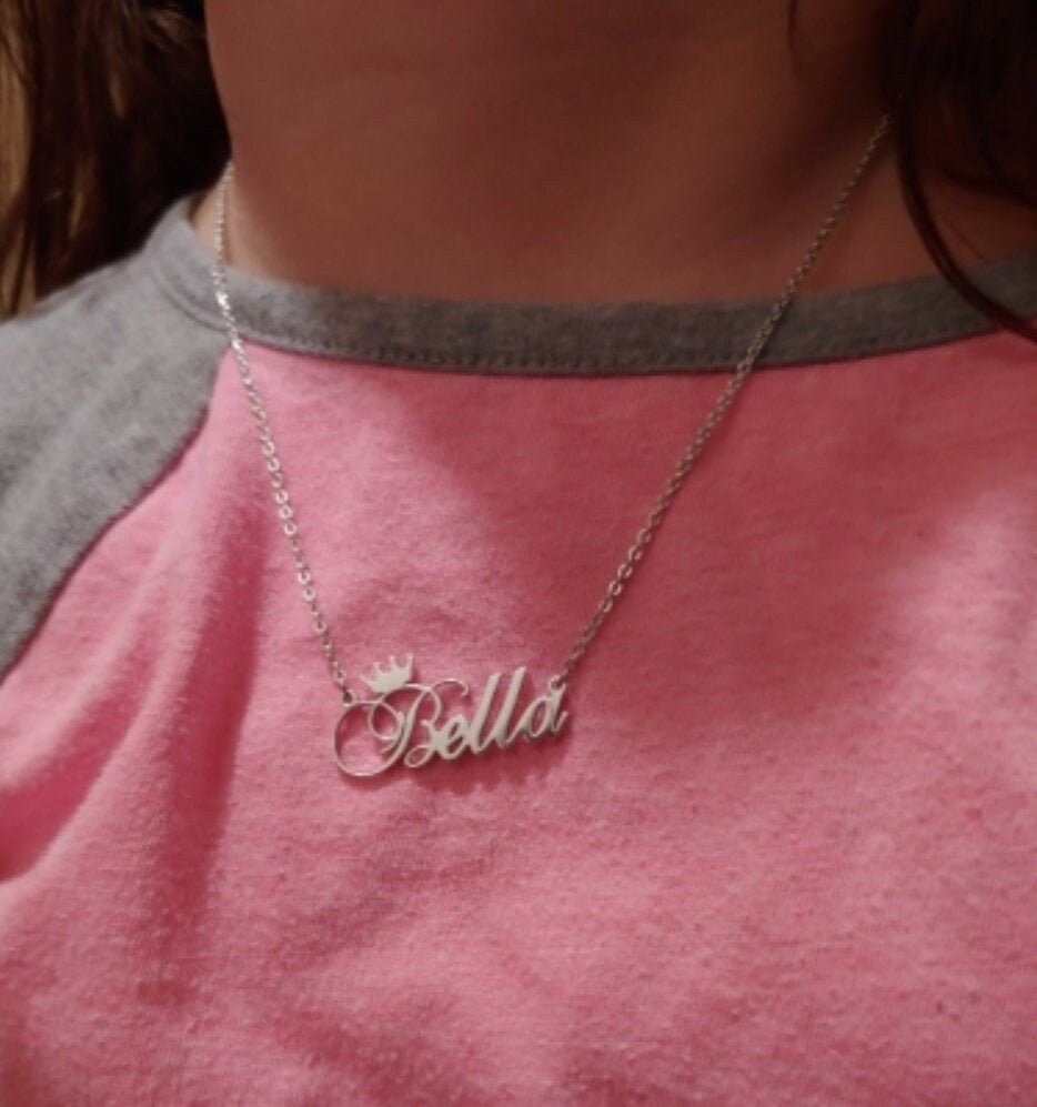 Gold Crown Name NecklacePersonalized NecklaceName Etsy
