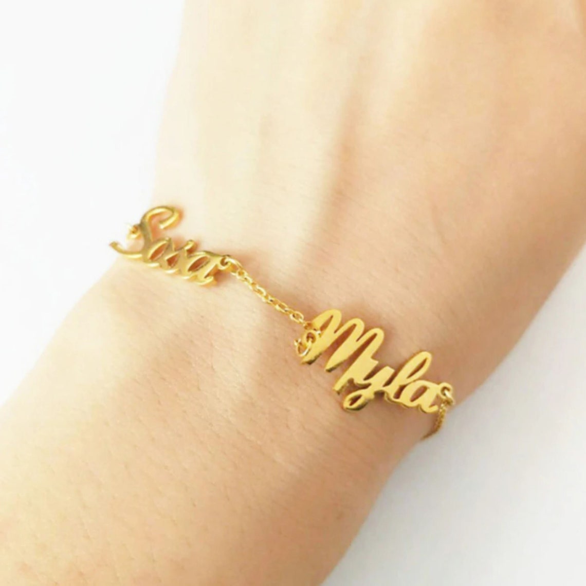 Bracelet de nom personnalisé Bijoux de familleBracelet en or Etsy France