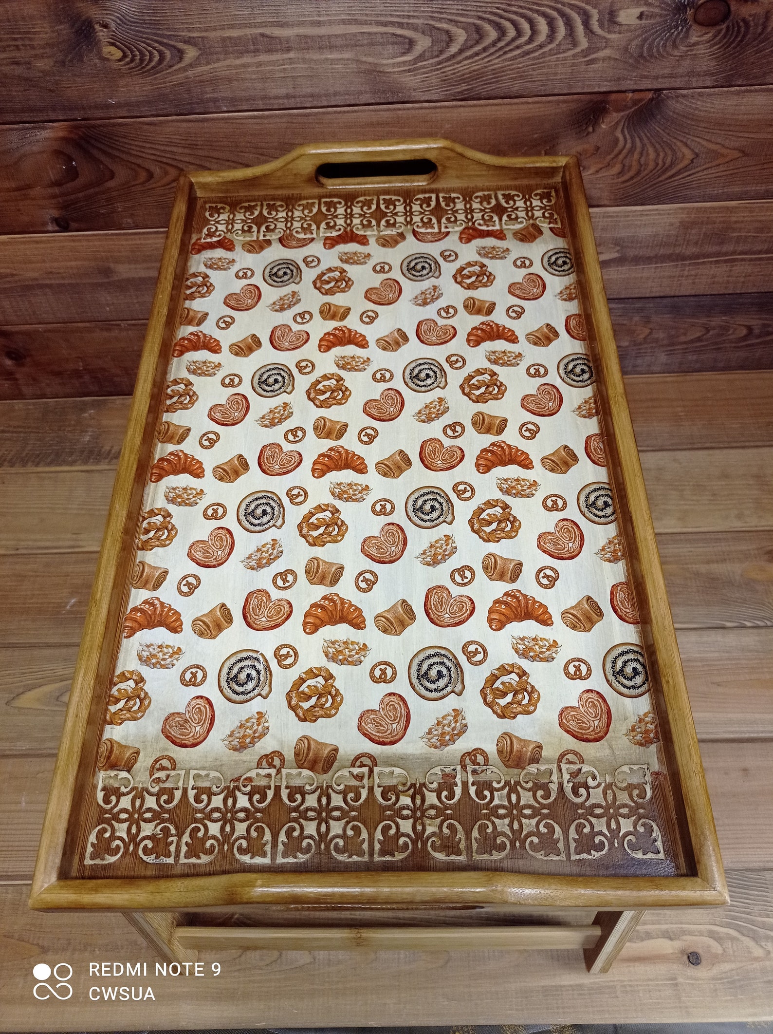 Wooden Serving Tray With Folding Legs Rustic Bed Breakfast Etsy