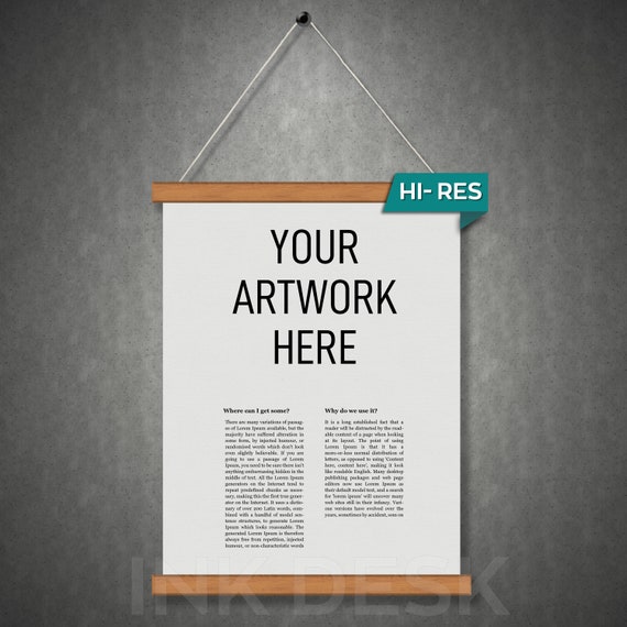 Download Vertical Magnetic Poster Frame Hanger Mock Up 2 Wall Etsy PSD Mockup Templates