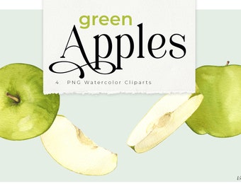 groene appels aquarel clipart, fruit clipart, PNG, gezond eten, appeljam, doe-het-zelf producten, vegetarisch eten, gezond leven, digitaal bestand