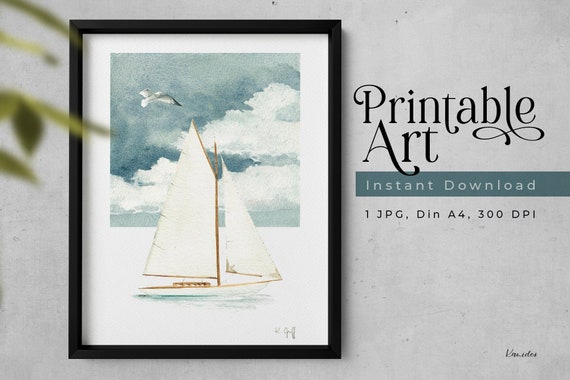 Printable Art Sailboat Instant Download Sailboat - Etsy