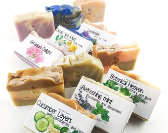 Set of 3 Handmade All Natural Vegan Soap Bar, palm oil free, organic, floral scent, herbal scent , hand and  body wash, artisan soaps,