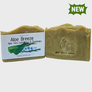 Botanical Artisan Soap Bar - UK Handmade, Natural Organic Vegan, Cold Processed - Cruelty-Free, Palm Oil-Free, Plastic-Free Body Soaps ALOE BREEZE