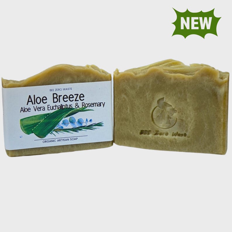 Botanical Artisan Soap Bar - UK Handmade, Natural Organic Vegan, Cold Processed - Cruelty-Free, Palm Oil-Free, Plastic-Free Body Soaps ALOE BREEZE