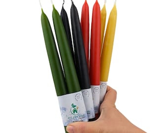 Elegant Beeswax Taper Candles - Hand-Dipped, Long-Burning, Available in Classic Yellow, Mystic Black & Vibrant Red - Pack of Two Candles