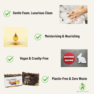 Botanical Artisan Soap Bar - UK Handmade, Natural Organic Vegan, Cold Processed - Cruelty-Free, Palm Oil-Free, Plastic-Free Body Soaps image 2