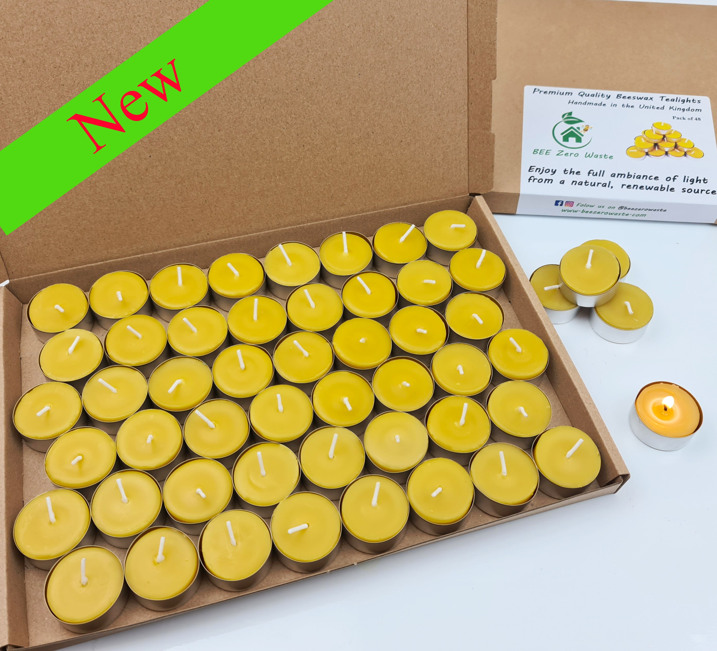 Pure Beeswax Tealights UK Handmade by BEE Zero Waste Etsy UK