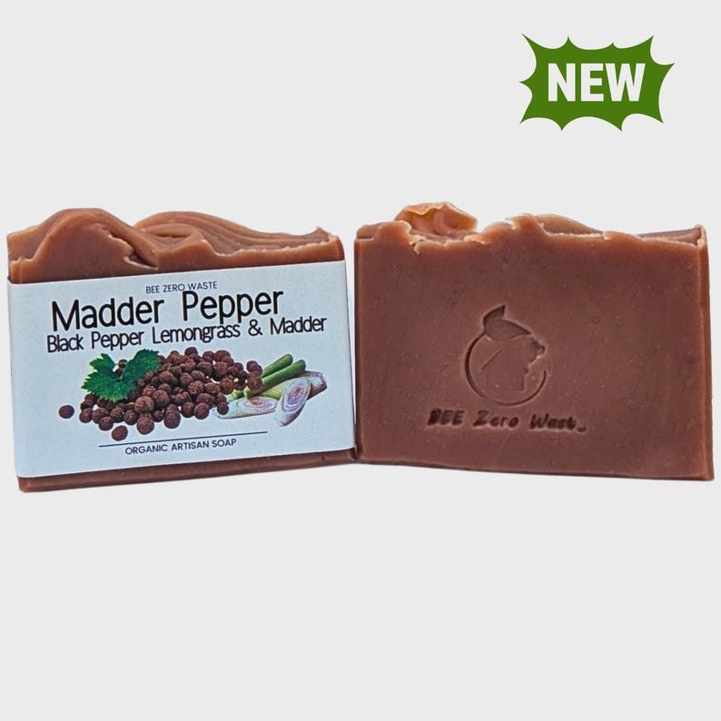 Botanical Artisan Soap Bar - UK Handmade, Natural Organic Vegan, Cold Processed - Cruelty-Free, Palm Oil-Free, Plastic-Free Body Soaps MADDER PEPPER