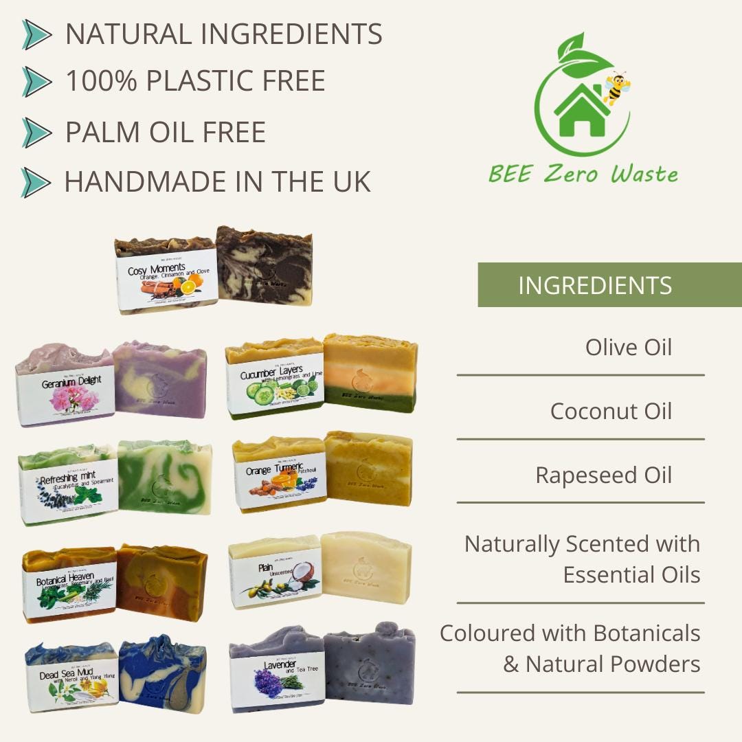 Soap Bar UK Handmade 100% Natural Soap, Palm Oil FREE , Plastic Free ...