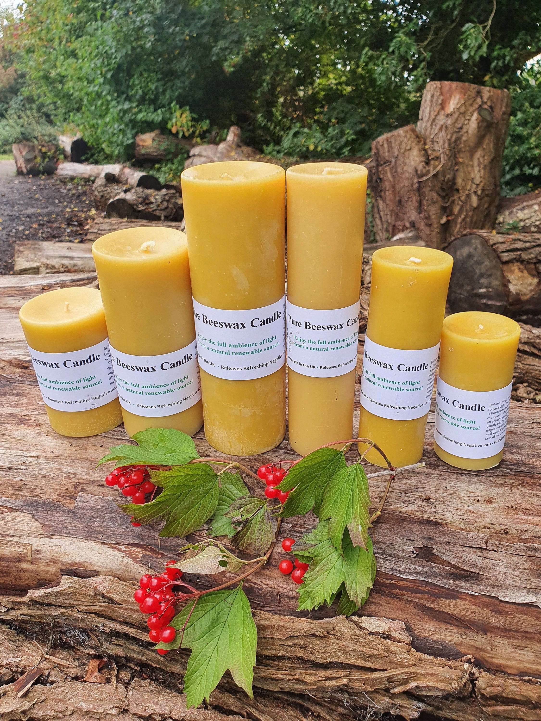 Pure Beeswax Pillar Candles, Cruelty Free Candles