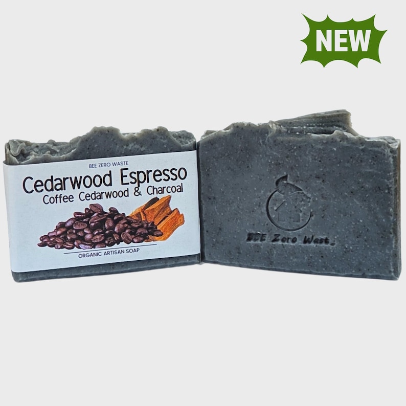 Botanical Artisan Soap Bar - UK Handmade, Natural Organic Vegan, Cold Processed - Cruelty-Free, Palm Oil-Free, Plastic-Free Body Soaps CEDARWOOD ESPRESSO