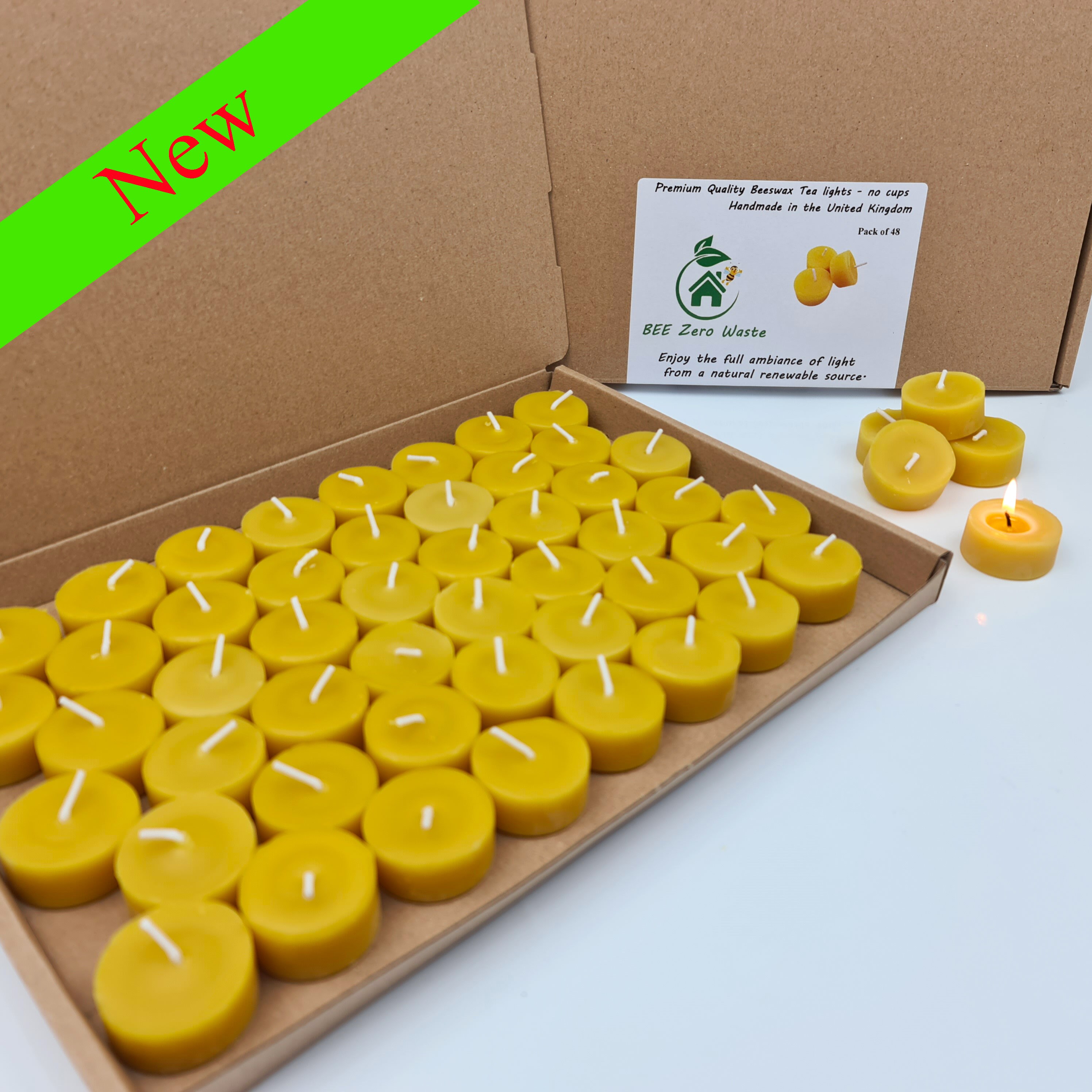 Pure Beeswax Tealights UK Handmade by BEE Zero Waste Etsy UK