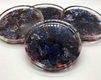 Dark blue and red coasters