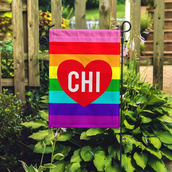 Chicago gay pride flag, gay pride, Chicago, rainbow garden flag, LGBTQ, Gay Pride month, LGBTQ Pride, LGBTQ garden flag, garden flag