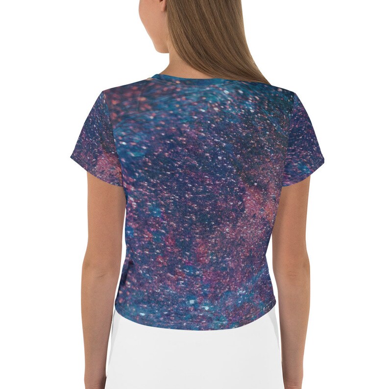 Women Crop t-shirt Galaxy Pattern All-Over Print Crop Tee Women Crop Top