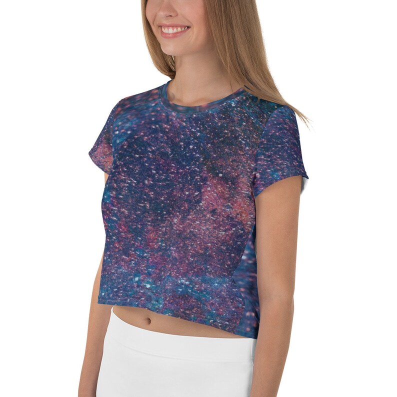 Women Crop t-shirt Galaxy Pattern All-Over Print Crop Tee Women Crop Top
