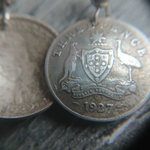 1927 Vintage Australian Sterling Silver Coin Earrings