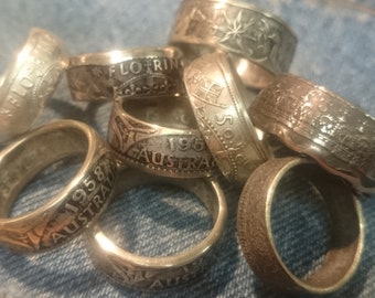 Silver or Gold Coin Rings Custom Handmade Any Size To Order Usa Australia British Half Dollar Shilling Florin 50 Cent Sixpence Wedding Proof