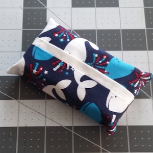 Pocket Tissue Holder with Blue and White Whales, Tissue Pouch, Purse Tissue holder, Fabric Tissue Holder, Car or  Travel  tissue holder