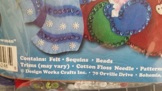 Snowman Felt Embrodery Stocking from Design Works #5256 Kits & How To