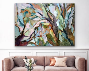 Eucalypt Forest -  Original Abstract Australian Bush Nature Stretched Canvas Wall Art Print of Painting