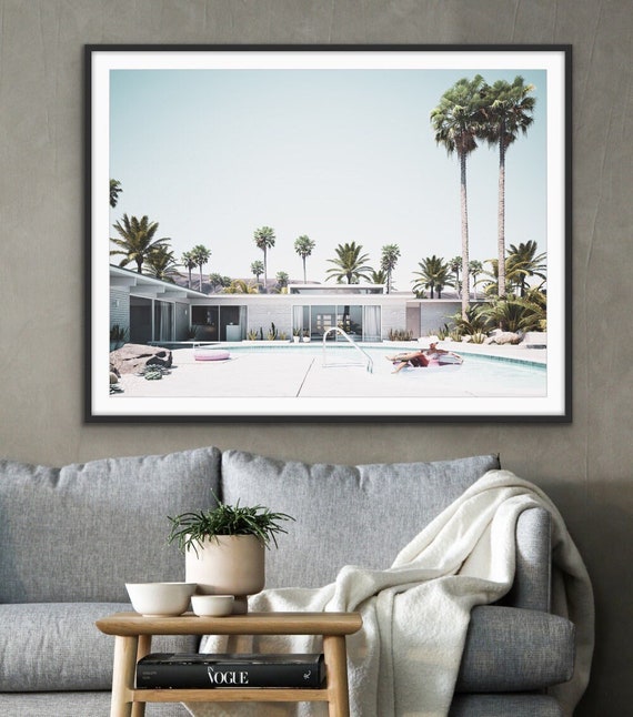 Summer in Palm Springs Print of Woman in Pool in Palm | Etsy