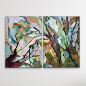 Two Piece Eucalypt Forest Print Set - Australian Bush Canvas Print Set Diptych