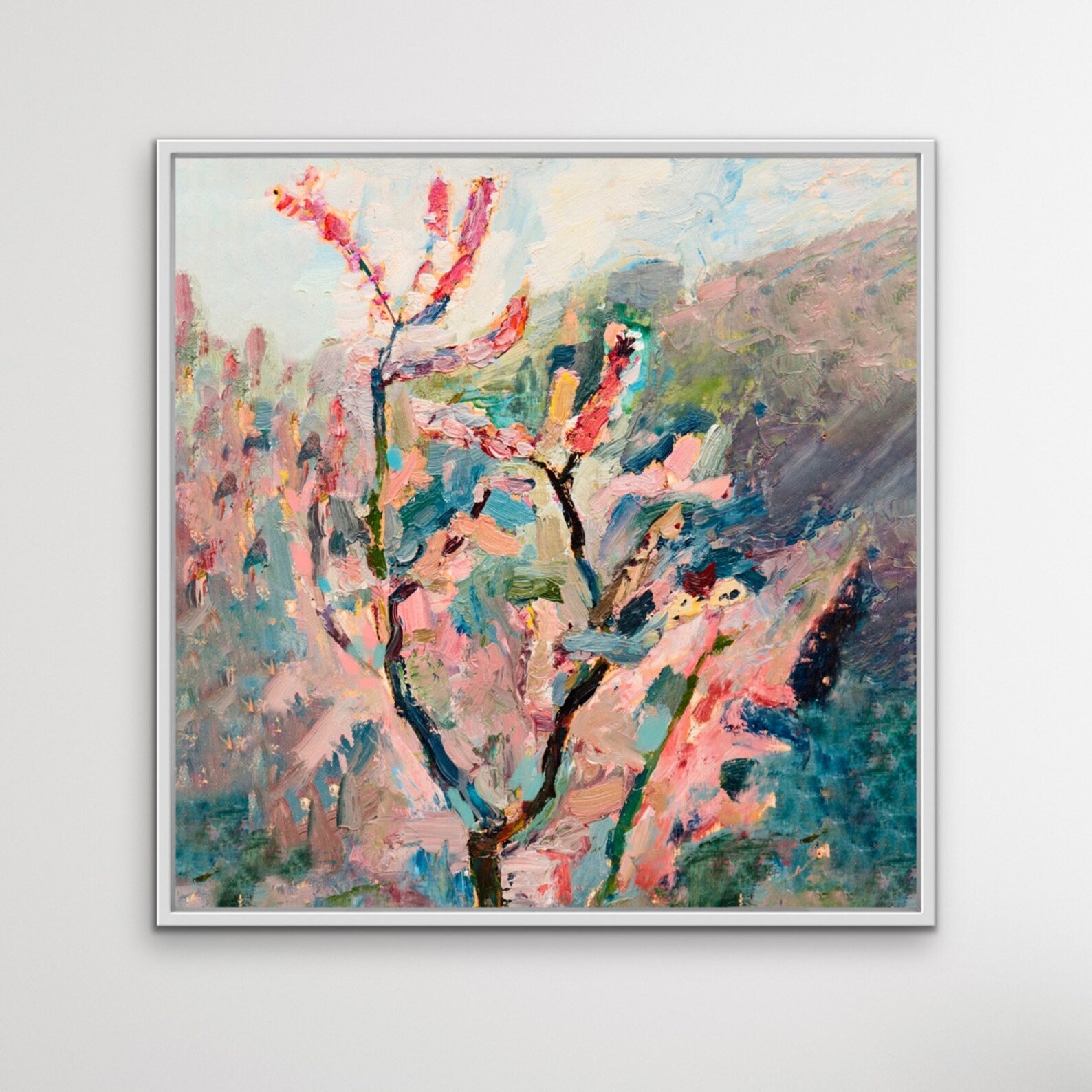 Kirschblüte abstrakte rosa und grüne Natur gestreckt | Etsy