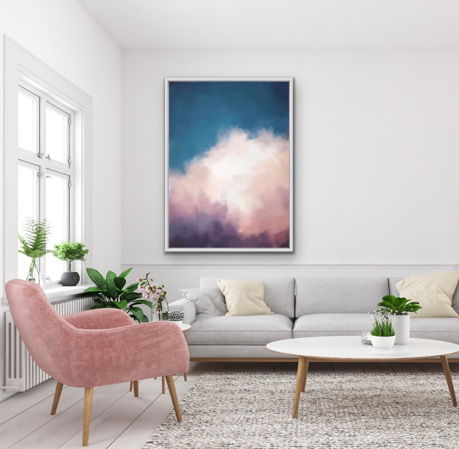 Cloudland Blue and Pink Cloud Painting Original Artwork - Etsy Australia