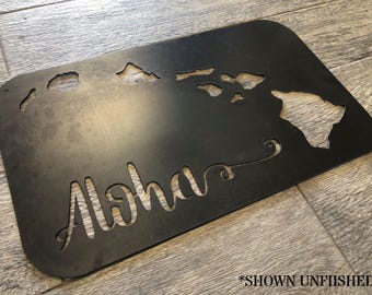 Hawaiian Islands - Aloha - Steel Sign - Metal Art - OV18-36